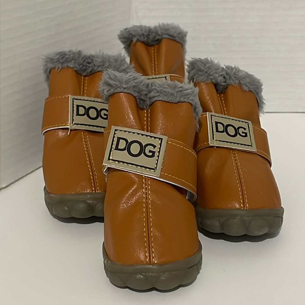 Dog Lined Winter Boots Velcro New Rubber Sole All Weather Pet Shoes New 2 3/4”